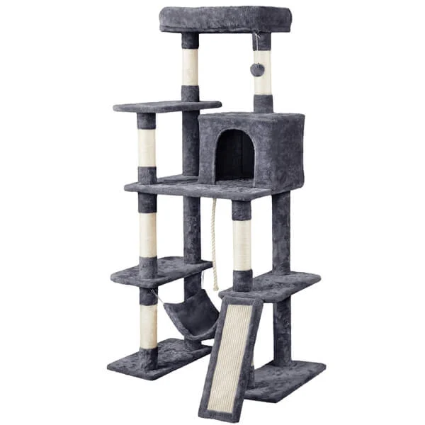 Yaheetech 54-Inch Multi-Level Cat Tree with Double Condo