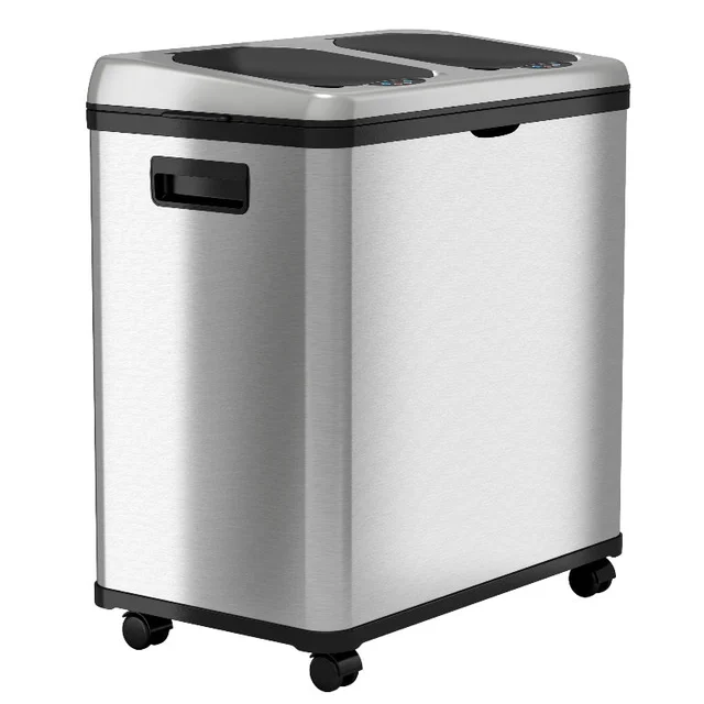 iTouchless 16 Gallon Dual-Compartment Sensor Recycle Bin and Trash Can
