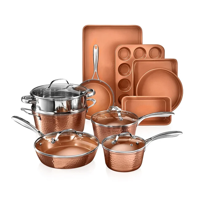 Gotham Steel Hammered Copper Nonstick Cookware Set